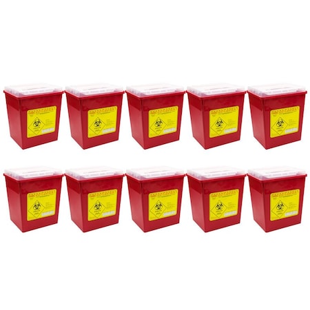 Oasis Sharps Container, 2 Gallons, Locking Top Flap, Polypropylene, 10PK SHARP-2GX10